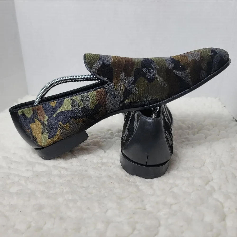 Magnanni Jareth Slip On Loafers 10.5 Men's  Green Camo Suede Dress Shoes Spain.